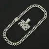 Hiphop Cuba Hip Hop Diamond Mosaic Letter Pendant Clavicle Chain Big Button Wide Fashion Märke smycken