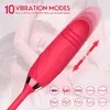 NXY Vibrators New Two in One Red Rose Flower 2 0 Adult Tongue Licker Massager Dildo Double Sex Toy for Women 04111573446