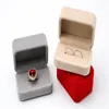 Velvet sieradenring doos paar dubbele ring opbergdozen oorbellen organisator houder cadeau -display pakket voor verloving bruiloft