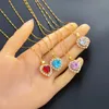 Pendanthalsband Anniyo Heart Charm Women Girl Gold Color CZ Stone Necklace Jewelry African Arab Middle East Gifts #001537 ELLE22