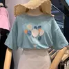 Summer 2022 New Cotton Embroidery Short Sleeve Women's Thirts Chic Sequed O-teace disual tops Tops Tee Lady 0621