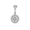 Haute qualité disque zircon nombril bouton mode cloche bouton anneaux femmes acier inoxydable nombril clou