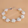 925 Sterling Silver Full Rose Flower Chain Bracelet For Women Wedding Engagement Party Fashion Jewelry