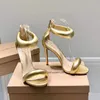 Gianvito stiletto Topuklar Sandalet topuk kadınlar için yaz lüks tasarımcı ayakkabı 10.5 cm 8.5 cm altın Buzağı deri ayak kayışı topuklu Arka fermuar ayakkabı34-42