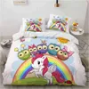 Kinderen kinderen baby roze beddengoed sets queen king size cartoon eenhoorn wit zacht dekbedovertrek enkele dubbele twin vol kleurrijk