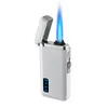 2021 Новейшие светящиеся газовые надувные зажигалки, ветрозащитная дуговая плазменная зажигалка с зарядкой через USB, металлический фонарь, электрическая бутановая трубка, сигара 7845236