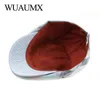 Wuaumx Été Bérets Chapeau Hommes Plaids Colorés Journal Garçons Chapeau Femmes Artiste Peintre Visières Fishbone Béret Cap Canard Bouche Escalade Cap Plat J220722