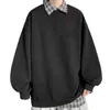 dent Sweatshirt Men Korean Fashion Solid Color O Neck Plus Size Simple Male Sweatshirts Sweater Top Streetwear L220725