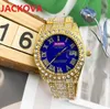 Luxo Roman Roman Bling Hip Hop Full Iced Out Watch Quartz Rhinestone Diamonds Watches Men Women Silver Gold Gold Red Wristwatch Reloj