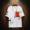 M-5xl hip hop t-shirt Män brev Skriv ut T-tröja Harajuku Streetwear t-tröjor Patchwork Short Sleeve Sommar Top Tees