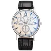 Three Eyes Flat Watch Quartz Classic Fashion Mens WristWatch212g