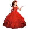 Red Girl039s Pageant Dresses cute toddler Sparkle Beauty with Beads Ball gown Satin Lace Little princess Child dress Flower gir9452144