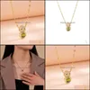 Pendant Necklaces Pendants Jewelry Fashion Love Crystal Cat Necklace Natural Fl Animal For Wom Dhgpq