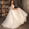 Grande taille gland Cap manches robes De mariée col transparent princesse plage robe De mariée dentelle Appliques une ligne Vestido De Novia