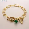 Link -keten MHS.Sun Fashion Bull Head Pendant armbanden dikke armbanden met natuurlijke stenen Charm Women/Men Hiphop Sieraden Gift 1pc Fawn22