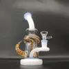 8.3In blå kräm ox horn hookahs glas bong dab rig heady rökning vattenrör 14.4mm skål