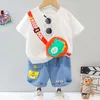 LJW Cartoon abiti per neonati Abbigliamento per bambini per ragazzi Ragazze Cute Summer Casual Set TopShorts a righe Abbigliamento per bambini 220607