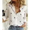 Blusas Femininas Camisas Moda Feminina Lady Button Up Tops Feminino Outono Branco Algodão Linho Blusa Casaul Camisa Manga Longa Lapela Feminino Loos