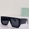 Designer-Sonnenbrille mit weißem und schwarzem Rahmen OMRI013, Herren- oder Damenmode, All-Match-Ultra-Wide-Bügel, Tellerbrille, schwarze Gläser, Top-Qualität, mit Box