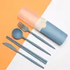 Creative Wheat Portable Tableware Set Knife Fork Spoon Chopsticks Picnic Student Tablewares Group Outdoor Travel Gifts WH0265