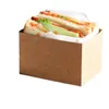 Kraft Paper Sandwiches Wrapping Box Thick Egg Toast Bread Breakfast Packaging Boxes Burger Teatime Tray SN4474