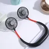 Taşınabilir USB Şarj Edilebilir Fan Eller Serbest Tembel Boyun Asılı Çift Soğutma Mini Fan Spor 360 Derece Dönen Asılı Fan DHL Hızlı