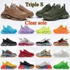 Fashion men women womens triple s clear sole Platform Casual Shoes Paris 17FW old Dad large increasing sneakers Black Pink Red neon green crystal Designers sports