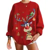 クリスマスセーター女性秋冬Oネックプルオーバー緩い長袖プリントジャンパー暖かいニット醜いスウェットシャツY2K