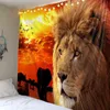 Natura Paesaggio Tappeto da parete Foresta Animale Tigre Leone Foto Hippie Tapiz Tappeto da parete Boho Decor Home Room Decorazione Coperta J220804