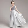 Pretty Fairty Flower High Neck Long Sequined 3D Floral Apliques Girls Pageant Dresses Lovely Hand Made Flowers Birthday Dress 403