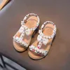 ULKNN 2021 Kids Sandals Summer New Fashion Children's Sandal Girls Open Toe Beaded Princess Shoes Non-slip Baby Shoes G220418