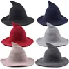 Chapeau de sorcière d'Halloween diversifié le long de la casquette en laine de mouton tricotant des chapeaux de pêcheur mode féminine seau de bassin pointu de sorcière SN4428