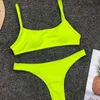 Costume da bagno giallo neon verde Costume da bagno donna sexy push-up solido Micro bikini Costume da bagno estivo brasiliano perizoma Costumi da bagno Biquini 220611