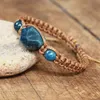 Pulseras con dijes Mujeres Hombres Joyería hecha a mano Pulsera de apatita de piedra natural Cuerda trenzada Amistad Yoga Curación Energía Pulsera Encanto