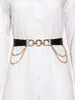 Belts Women Belt Classic Black Elastic Luxury Gold Chain Pu Leather Casual Dress for 2022 Beltts