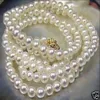 Nouveau beau collier de perles de perle cultivé de 8 à 9 mm blanc.