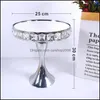 Other Bakeware Kitchen Dining Bar Home Garden Square Crystal Sier Electroplate Metal Cake Stand Set Display Wedding Birthday Party Desser