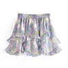 Yenkye Sweet Floral Print Ruffle Skirt Women Elastic High Waist Mini Jupe Femme Holiday Summer Boho Beachカジュアルファルダ220611