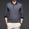 Camicia da uomo Polo Tshirt Uomo Moda coreana Abbigliamento Maschile Manica lunga Casual Fit Slim Uomo Colletto con bottoni Top 220804
