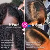 Kinky Straight V U Part Wig Human Hair No Levers Out Out Glueless Brazilian Glue Yaki s for Women 220707