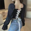 Blusas femininas camisas femininas colheita top top shash rush backless renda up designer estilo coreano moda sexy streetwear inspurs springwo