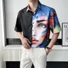 Męskie koszulki męskie malarstwo męskie malarstwo cyfrowe drukarnia męska koszula Summer Korean Style krótkie rękawy męskie blusas y camisas