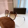 오버 사이즈 티나 0759 선글라스 반짝이는 금 프레임 그라디언트 브라운 렌즈 여성 패션 여름 Sunnies Sonnenbrille UV 보호 안경 상자