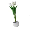 Veilleuses Tulipes Modernes Fleurs Artificielles Avec Lumière LED Atmosphère Artisanat Durable Pour Salon Centres De Table Patio DecorNight