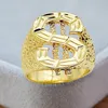 Cluster ringen Creative Design Hip Hop Style Gold Color Dollar Logo Metal Ring Trendy Heren Rock Party Jewelry Cluster