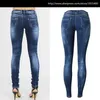 Jeans skinny blu a vita bassa Moda donna lavato sbiancato graffiato Femme Plus Size Push Up Pantaloni slim in cotone vintage 220402