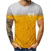 Camisetas masculinas de verão e camisetas femininas de cerveja de moda impressa em 3D mangas curtas Casual Casual Top Clothing