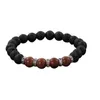 8 mm natürliche Lava -Steinstränge Perlen versilberte charmarme Armbänder für Frauen Männer handgefertigtem Armreif Yoga Schmuck