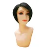 Perruque Bob Lace Wig naturelle Remy, cheveux courts lisses, coupe Pixie transparente, T Part, naissance des cheveux naturelle, pre-plucked, pour femmes