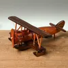 Retro hecho a mano de madera creativo hogar escritorio avión modelo decoración adornos niños entretenimiento juguetes 220621